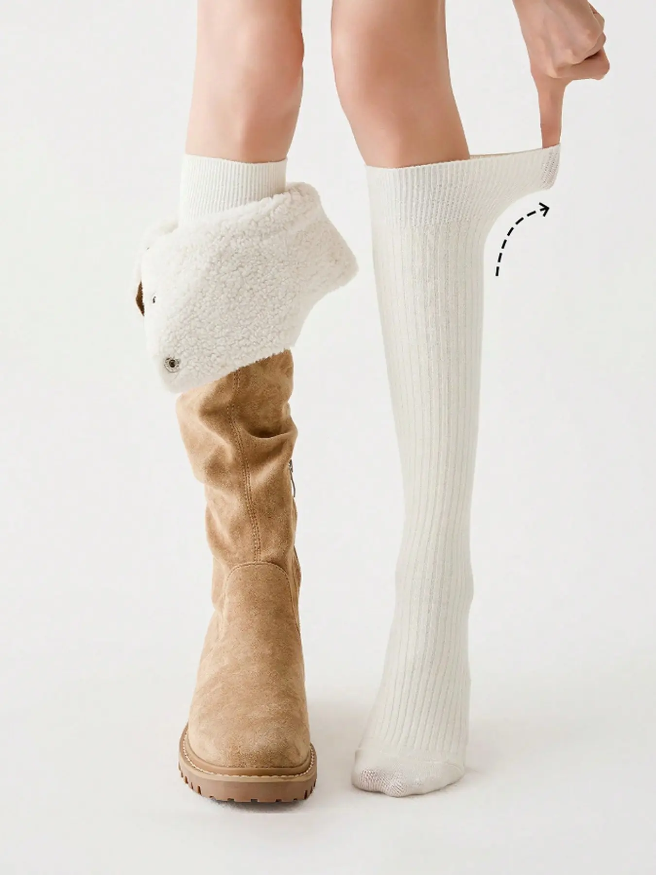 Women's Ribbed Knee-High Socks, All Season Socks, Comfortable Minimalist Design, Ideal for Home School Office Casual Wear, Single Pack