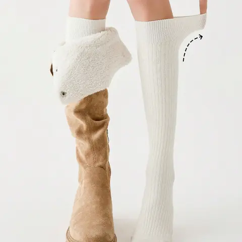 Women's Ribbed Knee‑High Socks, All Season Comfortable Minimalist Design, Ideal for Home School Office Casual Wear, Single Pack, Ribbed Stretch Socks