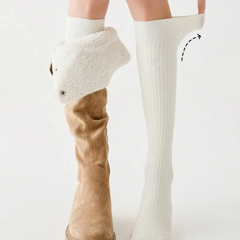 Women's Ribbed Knee‑High Socks, All Season Comfortable Minimalist Design, Ideal for Home School Office Casual Wear, Single Pack, Ribbed Stretch Socks