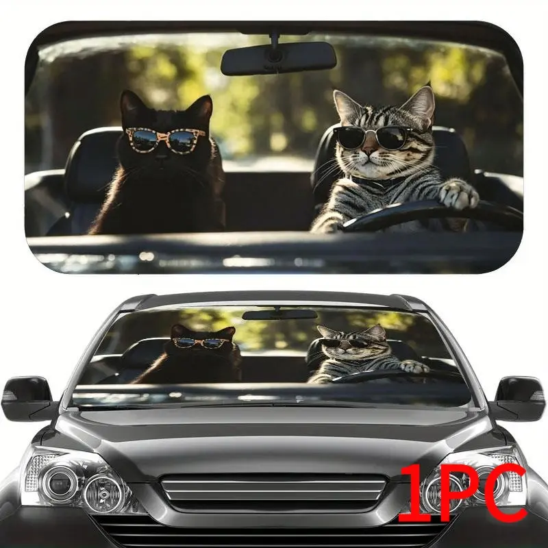 Universal Car Sun Visor, UV Protection Foldable Dashboard Cover, Car Sunshade, Keeps Vehicle Cool, Fun Car Accessory, Fits Sedan, Suv, Off-Road Vehicles