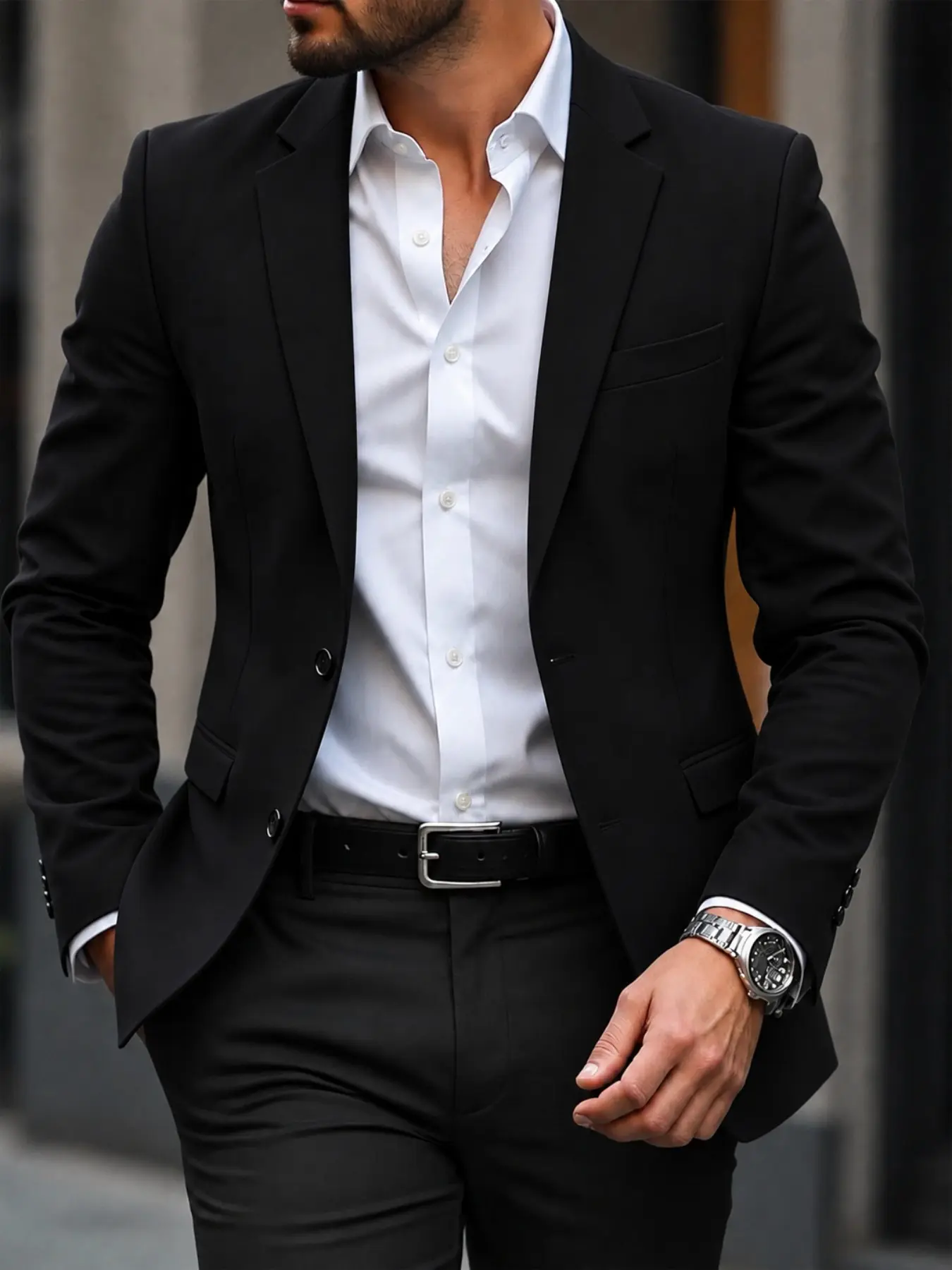 Light Business Casual Plain Blazer Jacket for Men, Versatile Iron-Free Suit, Elegant Slim-Fitting Outerwear for All Seasons