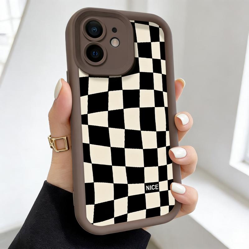 Checkerboard Pattern Phone Case, Anti-drop Cellphone Protective Case, Total Protective Shockproof Mobile Phone Cover for iPhone 17/XS/XR/Mini/16E/16/15/14/13/12/11/Plus/Pro Max
