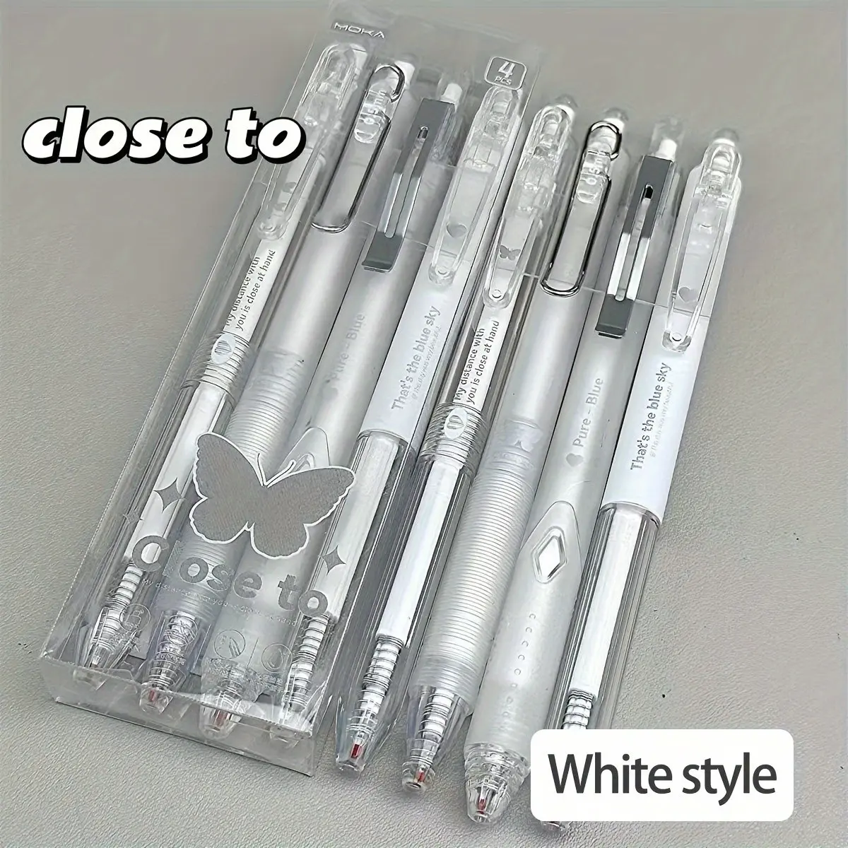 4/8/16pcs Transparent Pen Body Butterfly Press Neutral Pens, Smooth Writing, 0.5mm, Office Learning Supplies, Gift Ideas