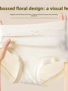French Jacquard Lyocell High-Waisted Underwear, 10a Mulberry Silk Antibacterial Crotch, Breathable Seamless High Elastic Large Size Triangle Pant
