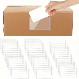 20/ 50pcs - Clear Self-Adhesive Index Card Envelope Bags, 3.93x2.36 inches, Top Opening Plastic Label Holder for Organizer Waterproof Business Card Holder Label Bags for Planning Index Cards