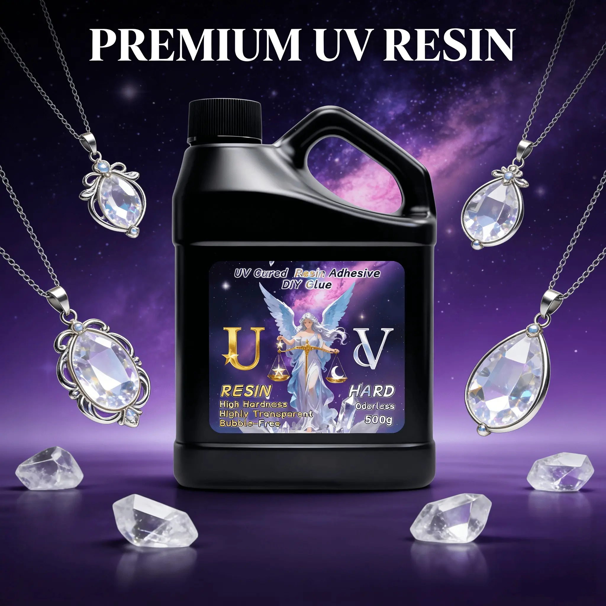 UV Resin Upgrade Kit, Hard Clear UV Cured Epoxy Resin, Sturdy & Transparent, For DIY Jewelry, Resin Art & Daily Handmade Creative Projects