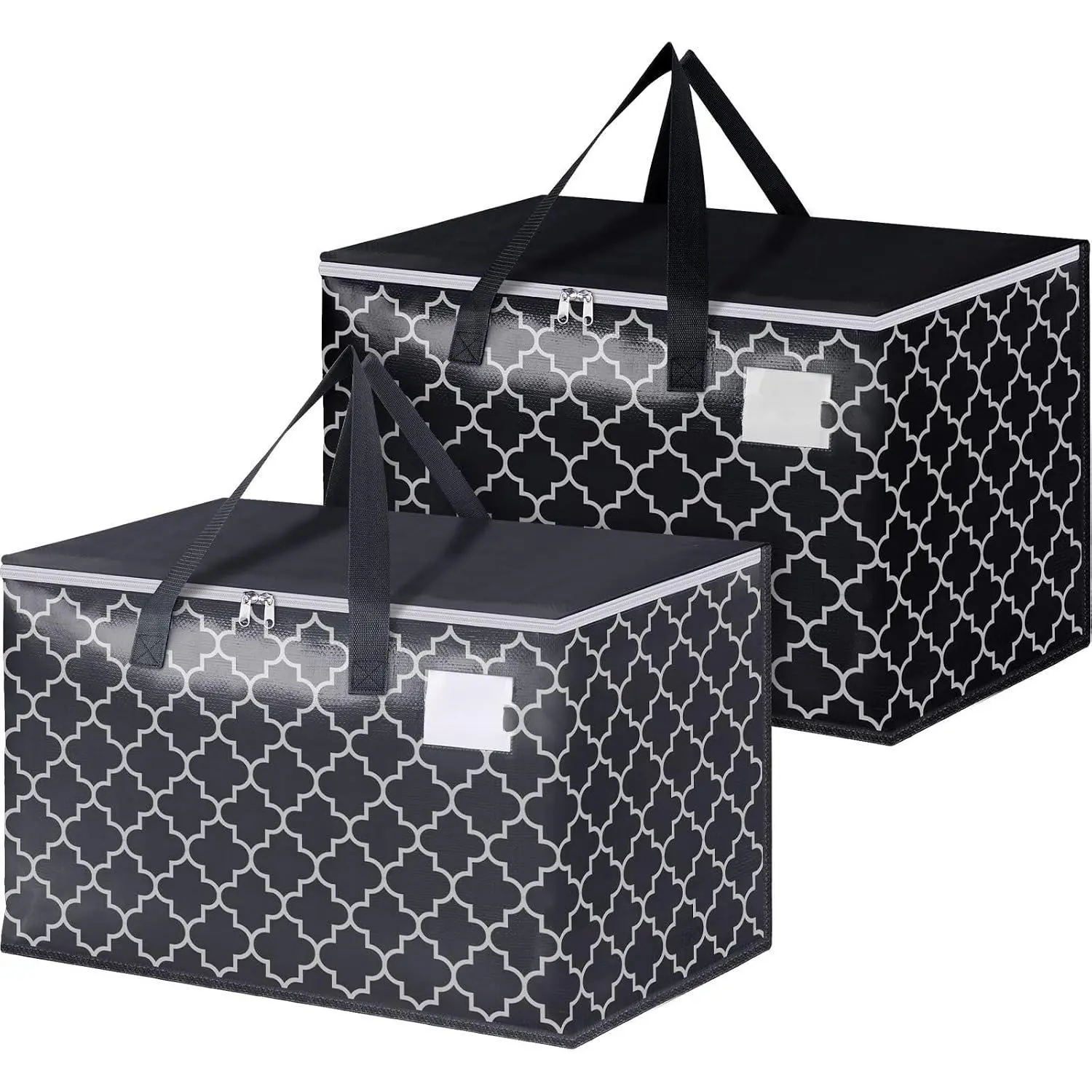 Moving Bags, Heavy-Duty Storage  with Zipper Top and Sturdy Handles, Moving Supplies for Space Saving and Packing, Collapsible Storage Bags, Black & Gray, 125L, 2-Pack
