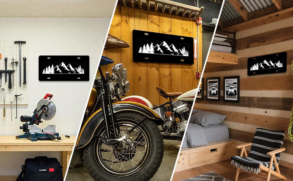 Black Mountain Topographic Front License Plate 6x12 – Peak Contour Map Vanity Tag for Car Truck SUV – Outdoor Hiking Gift with 4 Holes