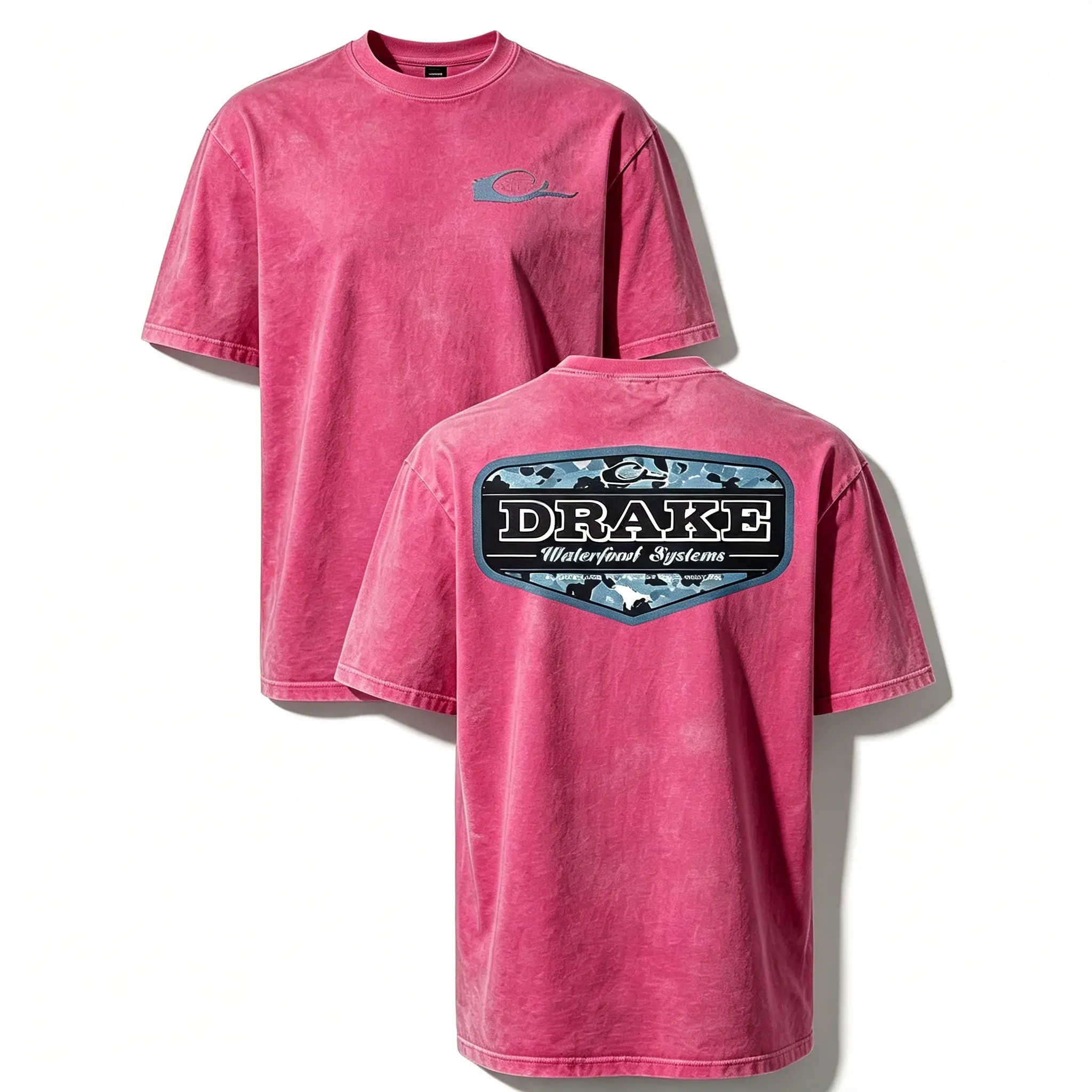 Men's Drake Waterfowl Oversized Blue Camo Vintage Graphic Tee - 100% Cotton, Relaxed Fit, Duck Hunt Print, Fade Resistant, Machine Wash, Outdoor Wear, Southern Duck Hunting Top, Gift for Waterfowl Hunters (Graphic Tees Category)