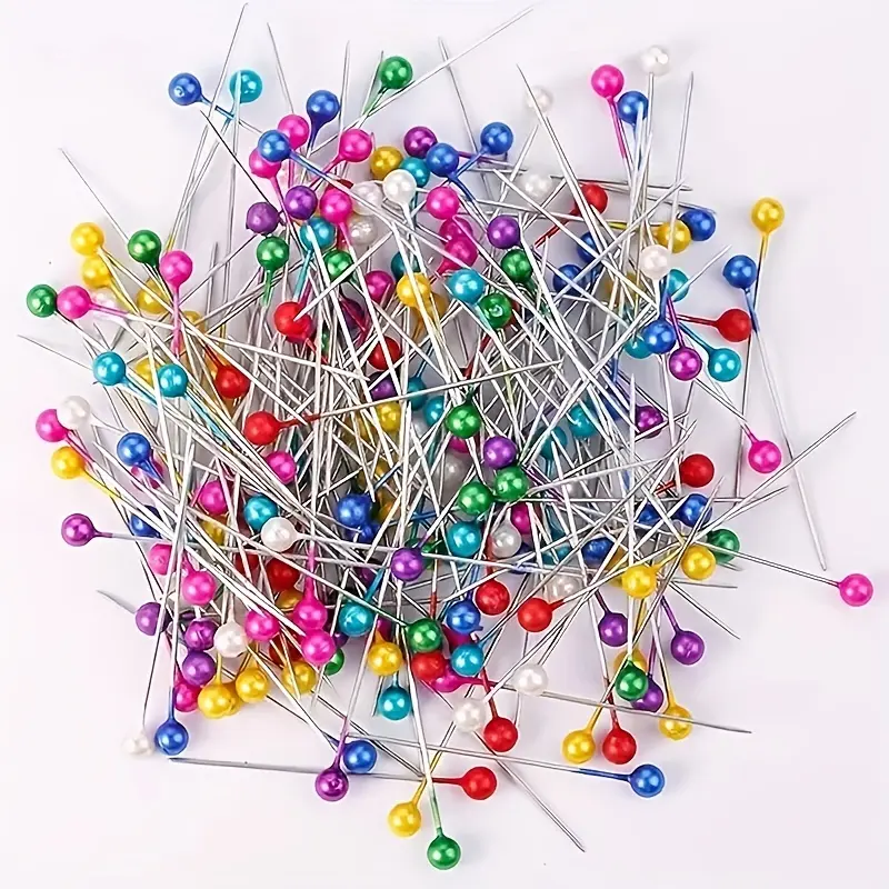100Pcs Pearl Head Sewing Pins, Colorful Dressmaker Straight Pins, DIY Fabric Positioning Fixing Needles, Household Textile Sewing Notions Accessories, Clothing Pin Set For Clothing Making & Hand Quilting Craft Projects