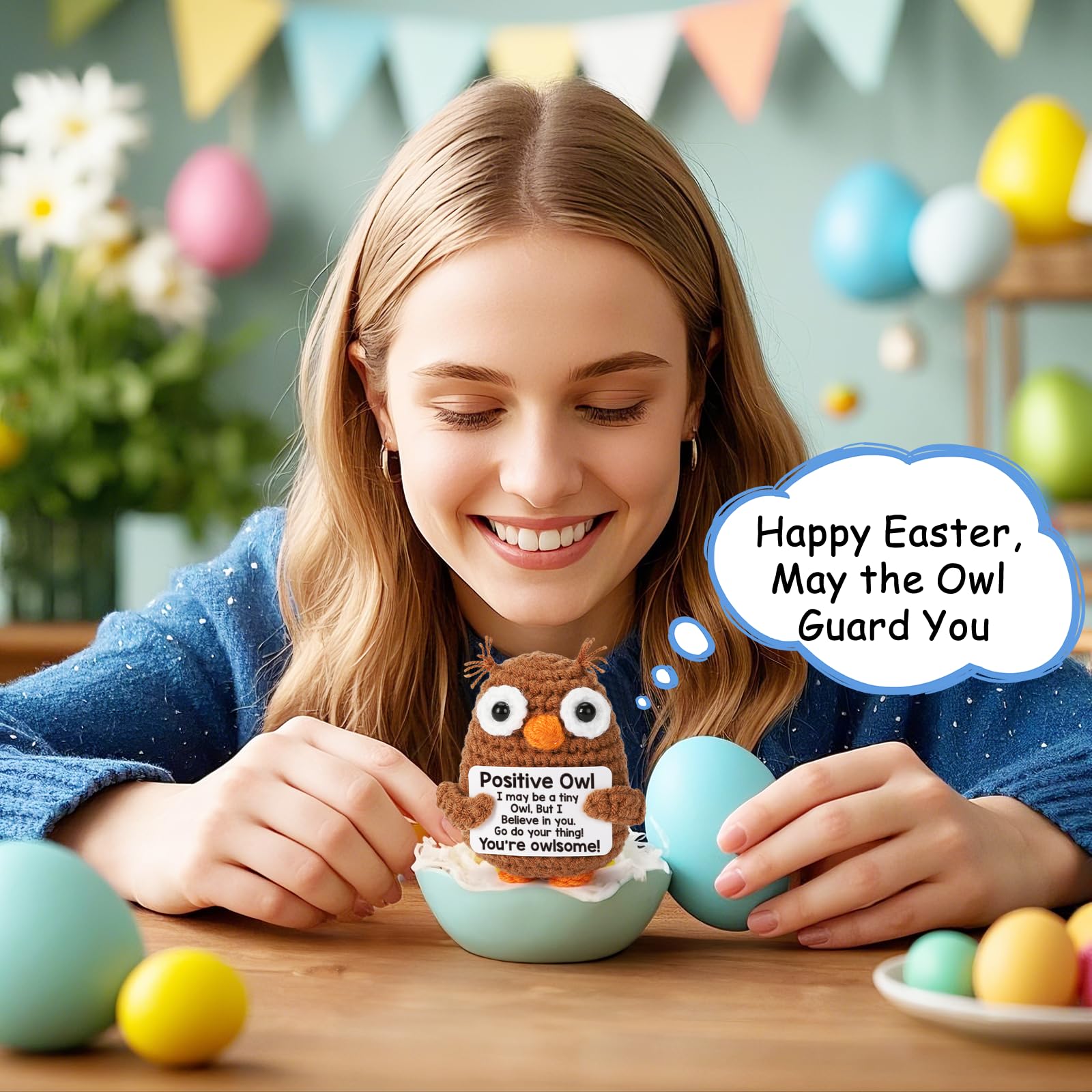 Kawaii Handmade Knitted Owl Doll, Soft Squishy Stress Relief Plush, Unique Handcrafted Design With Rich Details, Long Lasting Beautiful Decoration For Home Office, Perfect Collectible For Handmade Lovers, Heartwarming Gift For All Occasions