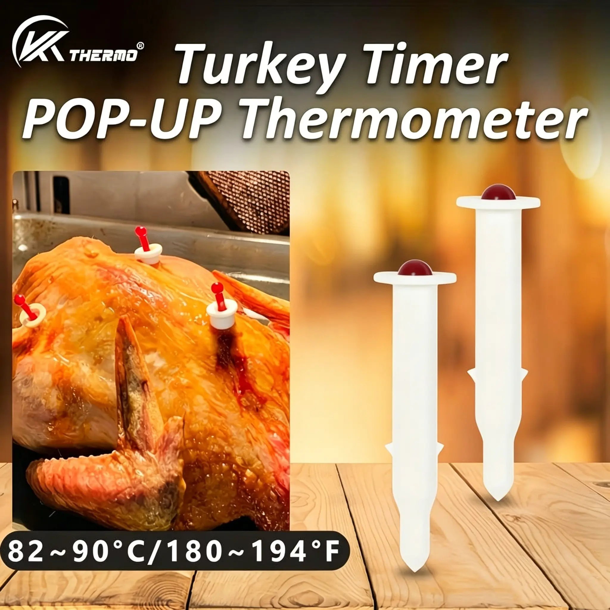 2/6/12pcs Turkish Chicken Timer Thermometer, Pop-Up Meat Thermometer, 2 Inch, Disposable, for Turkey, Beef, Thanksgiving, Christmas