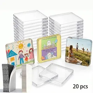 10/20 pcs Transparent Acrylic Refrigerator Magnets, DIY Magnetic Frames with Magnet and Adhesive Backing, Decorative Square Frames for Crafts, Kitchen, Classroom, Parties, Office