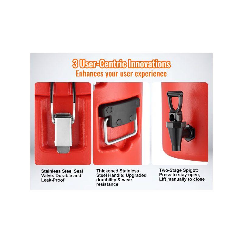 VEVOR Stainless Steel Insulated Beverage Dispenser, 4.5 Gallon 17.2 Liter, Thermal Hot and Cold Drink Server Dispenser with Spigot Handle, Food-grade for Hot Tea Coffee Water Restaurant Drink Shop