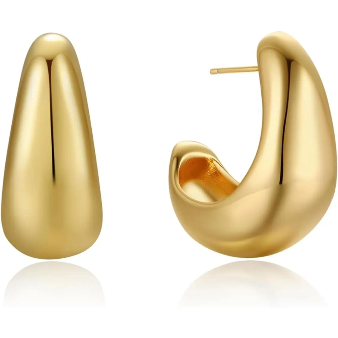 18K Gold Plated Chunky Hoop Earrings for Women Fashion Thick Gold Hoops Set Jewelry for Birthday Christmas Gifts