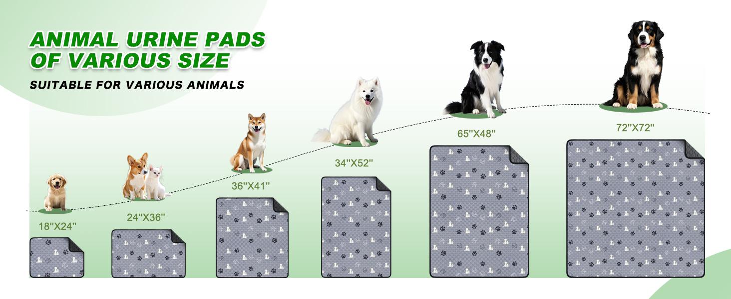 Washable Pee Pads for Dogs, 4 Pack Absorbent Reusable Training Dog Pads Pet Puppy Pads, Non-Slip Potty Pads for Whelping, Playpen, Crate, Bed, Grey 18"x24"