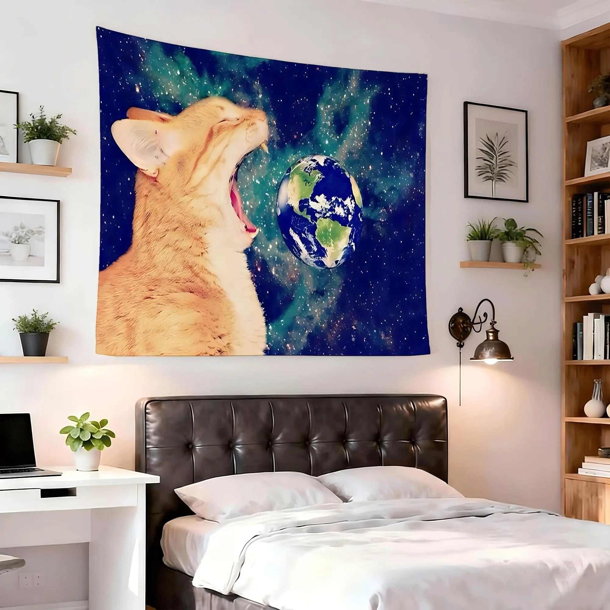 Cat Memes Peach Skin Wall Tapestry for Bedroom, Living Room, Dorm, Party, Unique Birthday and Holiday Gift for Friends and Women