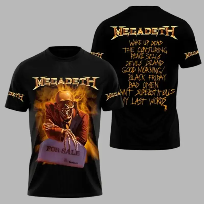 Megadeth Tour 2026 Peace Sells... but Who's Buying? Men's Jersey, Megadeth 2026 3D Round neck Jersey, 90s Records Rock Jersey, Thrash Metal Rock Band Shirt, Oversized Vintage Jersey, Heavy Metal Merch, Gift for Rock Fans