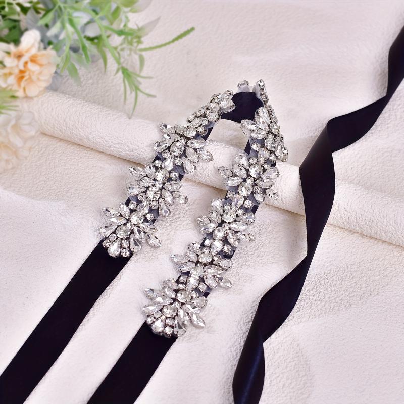 Elegant Silvery Rhinestone Bridal Belt - Adjustable, Sparkling Waist Accessory for Evening Gowns & Weddings  Bling Ceremony Party Decoration