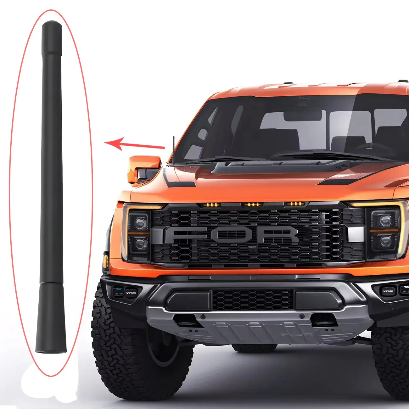 7-Inch Short Truck Antenna for Ford F150, Bronco, for DODGE Ram 1500 (2009-2023) - Easy Bolt-On Installation, Enhanced AM/FM Reception, Durable All-Weather Design, Low-Profile Off-Road Protection