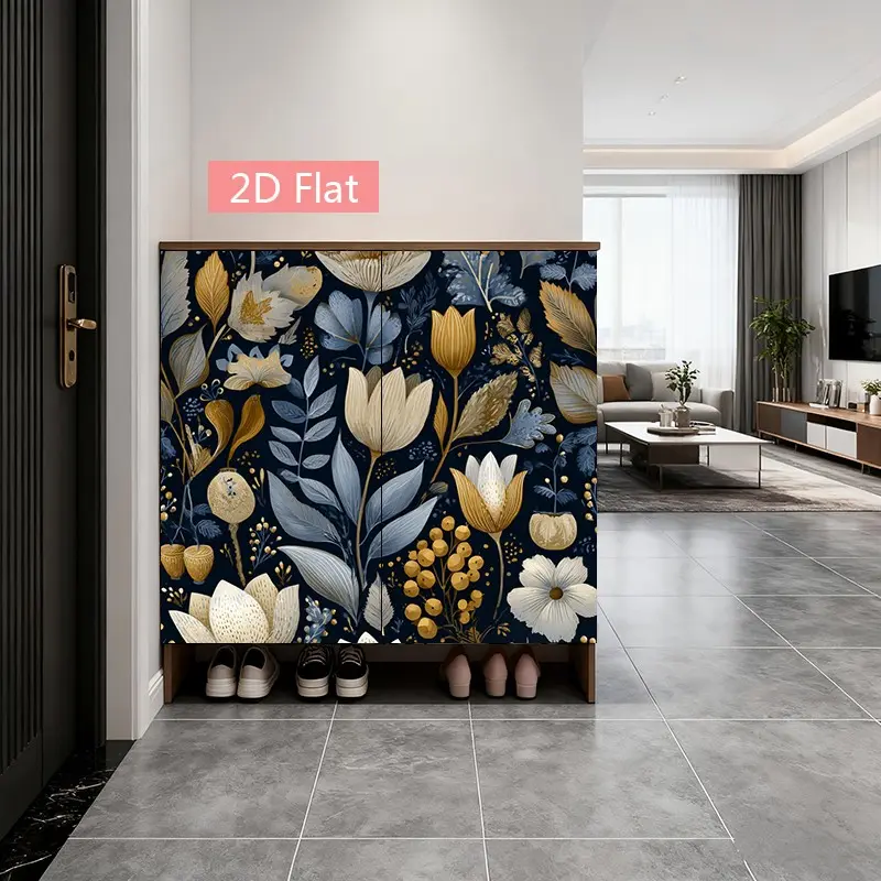 2D Flat Plant Pattern Wall Decal, Self-Adhesive Wallpaper, Elegant Design Sticker, Natural Inspiration Art for Home Decor, Peel and Stick Wallpaper