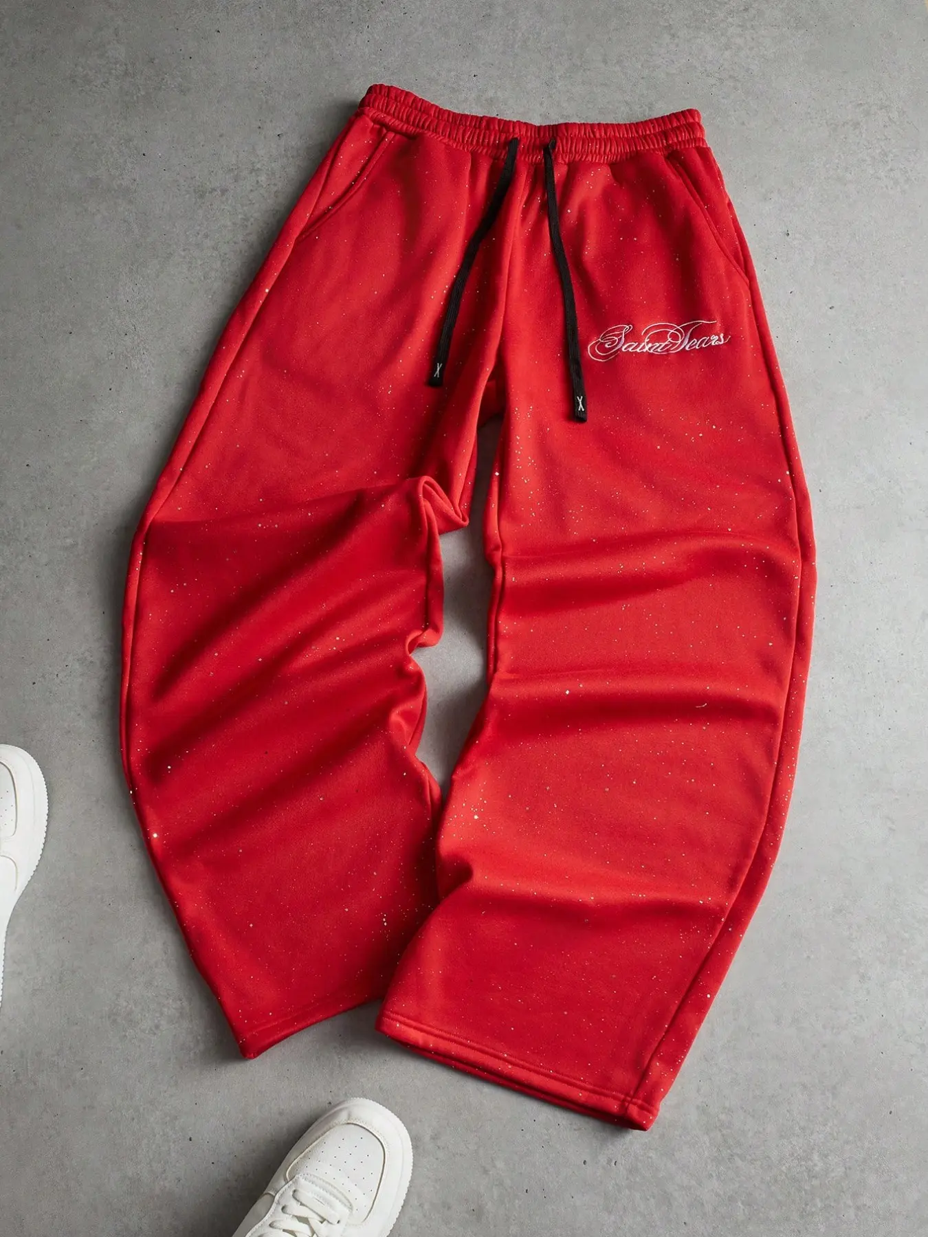 Men's Silver Letter Print Sweatpants, Loose-Fit Street Style, Drawstring Waist, Fall Winter Outdoor Pants, Perfect for Parties