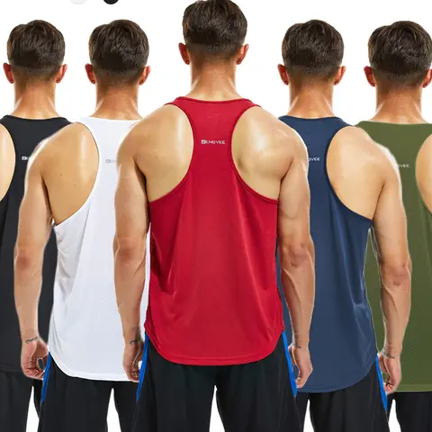 Men's Letter Print Round Neck Sports Tank Top, Loose Breathable Quick-Drying Racerback Design, Athletic Workout Gym Activewear, Fitness Training Wear Sportswear