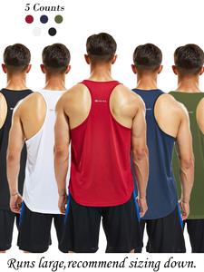 men's letter print round neck sports tank top, loose sporty breathable quick drying racerback tank top, gym clothes, mens clothing, tank tops, activewear, gymclothes, sports casual wear