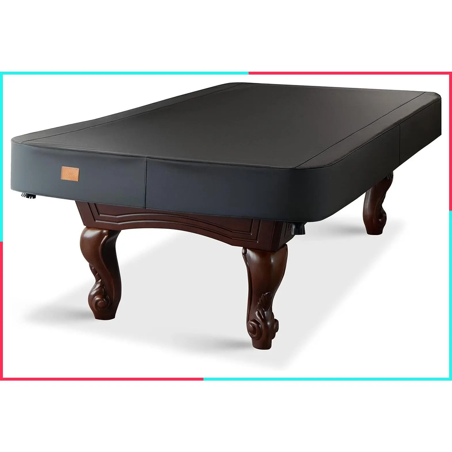 Heavy Duty Waterproof Tearproof Leatherette Billiard Pool Table Cover for 7/8/9FT Tables, Black Charcoal/Matte, 8FT (100"L x 56"W x 8"H)