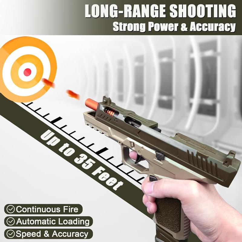 Automatic Shell Ejecting Toy Gun Pistol, Soft Bullet Toy Gun for Boys, Education Model Realistic Toy Pistol Shooting Game Toys Gifts Christmas Birthday for Kids 8+