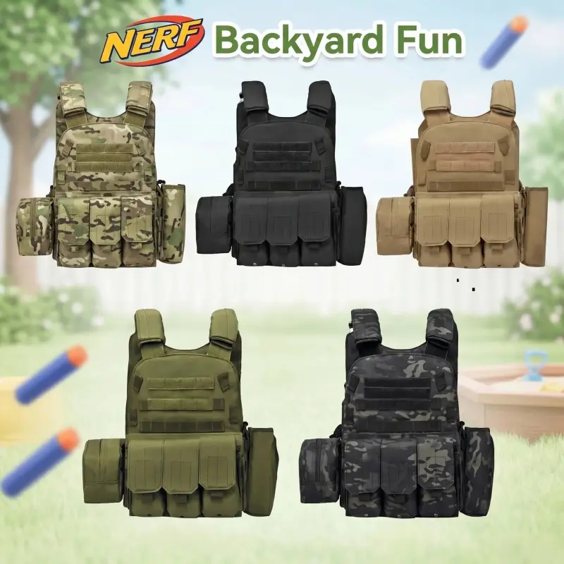 Boys' Sleeveless Tactical Vest for Ages 6-13 - Heavy-Duty Utility Vest with an Adjustable Fit & Multiple Pockets for Hiking & Camping, Tactical Accessories
