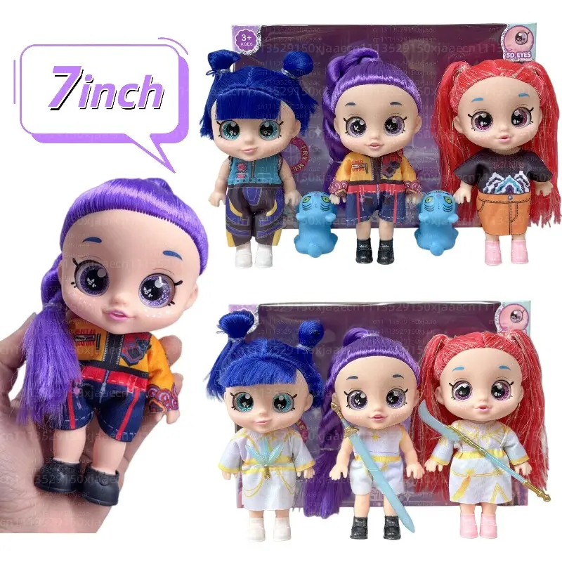 7 Inch Anime Figure Girl Dolls 5D Glitter Eyes Vinyl Toys with Music Movable Joints Cute Collectible Birthday Gift for Kids Fans