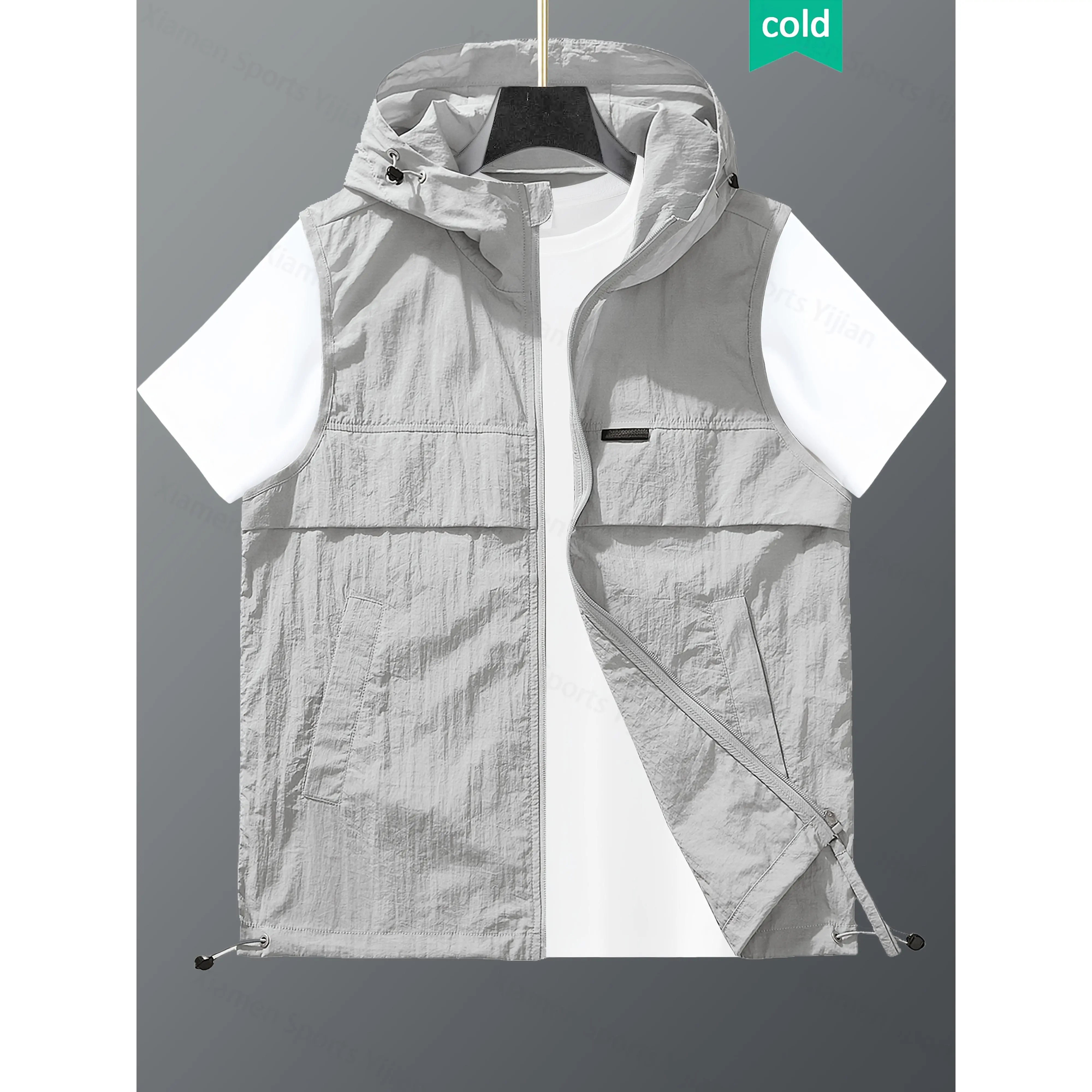 Men's Mosquito-Proof Hooded Sleeveless Vest - Lightweight, Breathable, Zippered Outerwear with Pockets for Camping, Hiking, Size M Sports & Outdoor Clothing