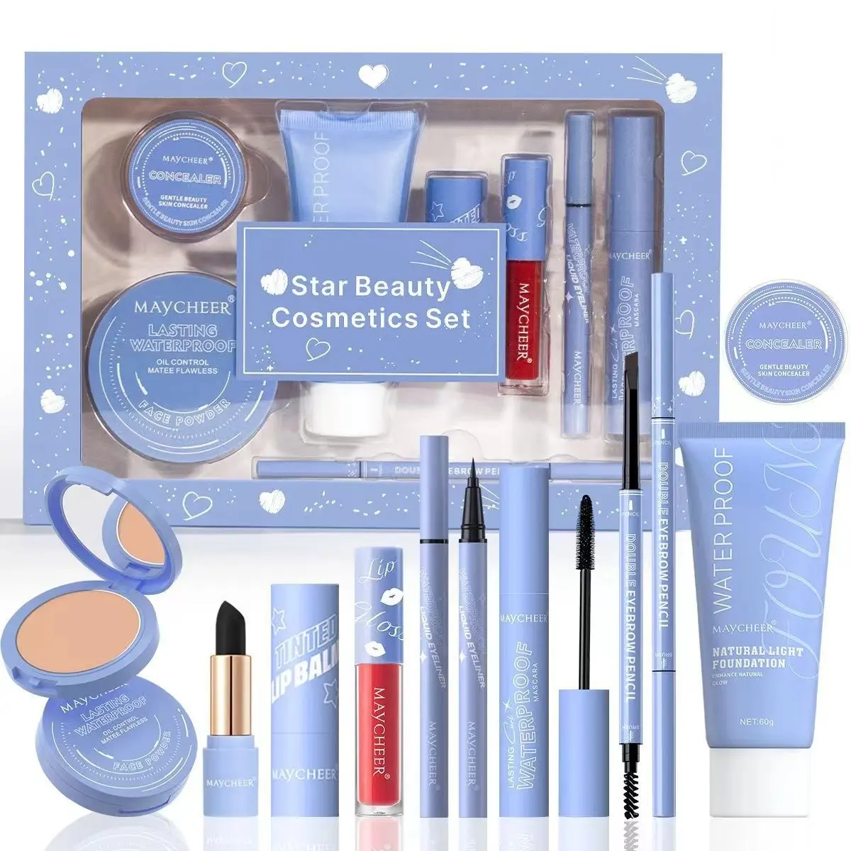 8 Pcs Glowing Nourishing All-in-One Makeup Set Complete Cosmetic Kit for Beginners Perfect Gift for Wedding Christmas New Year Birthday Valentine Mother’s Day Ideal Present for Mom Girlfriend Best Friend