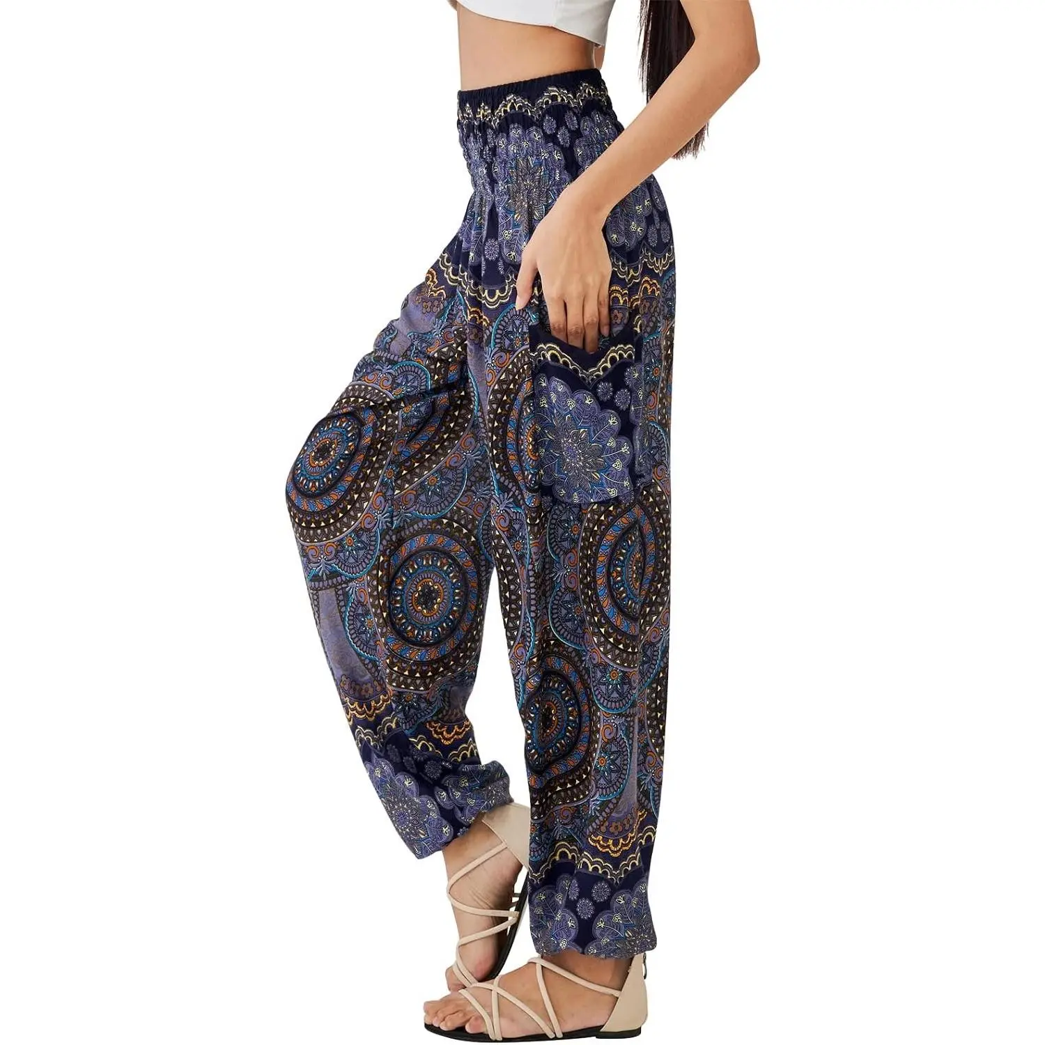 Women's Boho Harem Yoga Pants - Comfortable Flowy Bohemian Hippie Pants(Gift)