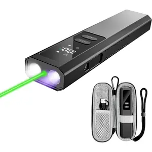 EDC Pocket Flashlight, 1300LM Rechargeable Work Light with UV Light, Green Beam & Side Floodlight,  Flashlight with Display for Maintenance & Technicians LT-010(Black)