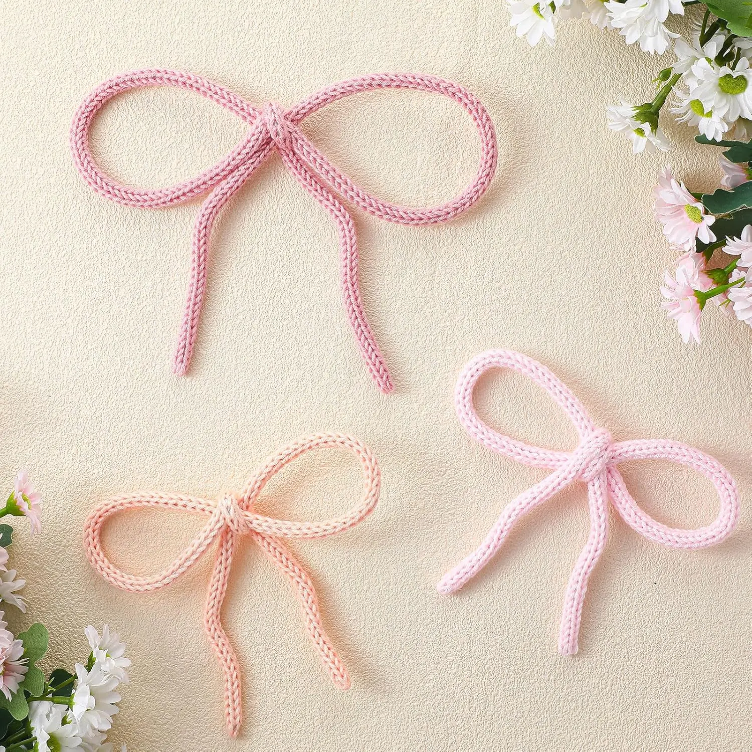 3-Pc Pink Bow Decorative Macrame Wall Hanging Set, Coquette Woven Wall Decor for Girls, Ideal Gift for Bedroom Nursery Dormitory Home Decoration