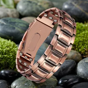 Men's Copper Exquisite Bracelet - Unique Folding Clasp Adjustable Cuff Wristband, Men's Accessories, with Adjustment Tool & Jewelry Gift Box, Father's Dad Gifts