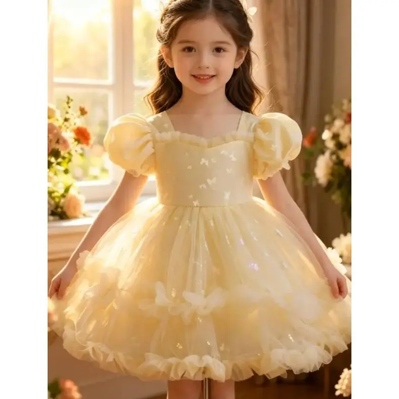 2215 Baby Girl Baptismal Christening Tutu Formal Princess Dress Toddler Girl Party Gown Bridesmaid Dress Wedding Evening Dress
