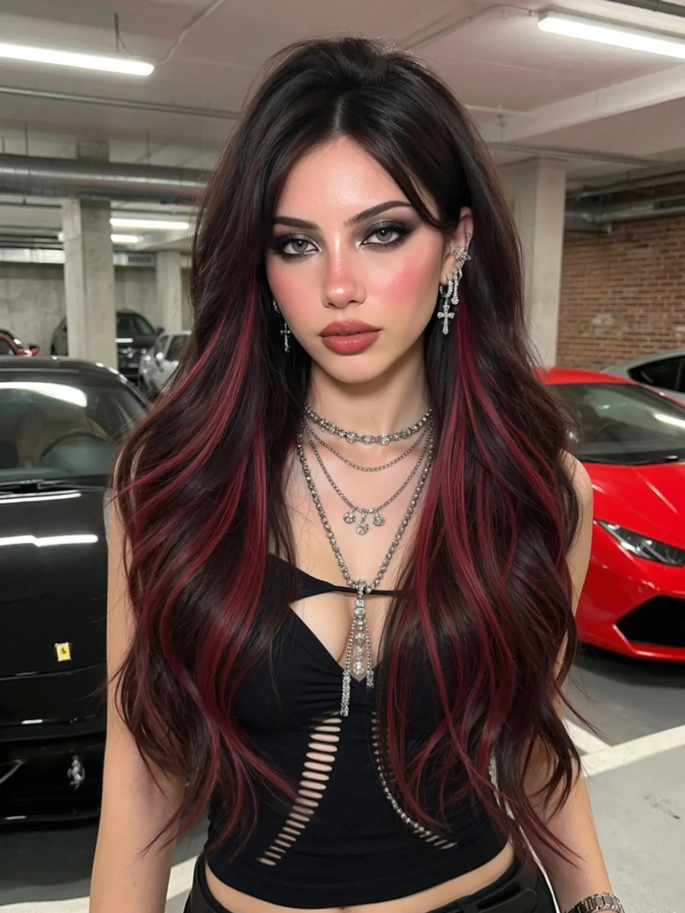 26 Inch Long Curly Wave Synthetic Hair Wig with Bangs, Dipped Holiday Style, Versatile Full Head Synthetic Fiber Wig for Women, Synthetic Hair Wigs, Curly Wavy Wig, Synthetic Machine Wigs, Fashion Wig