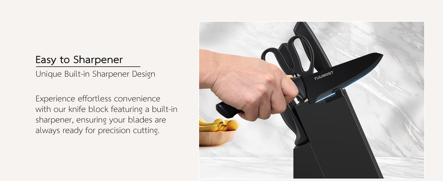 Tuumiist Knife Set, TUUMIIST 18PCS Kitchen Knife Sets With Block And Sharpener, Kitchen Utensils Set, Removable Utensil Holder -Precision Cutting, Effortless Sharpening, Convenient Organization