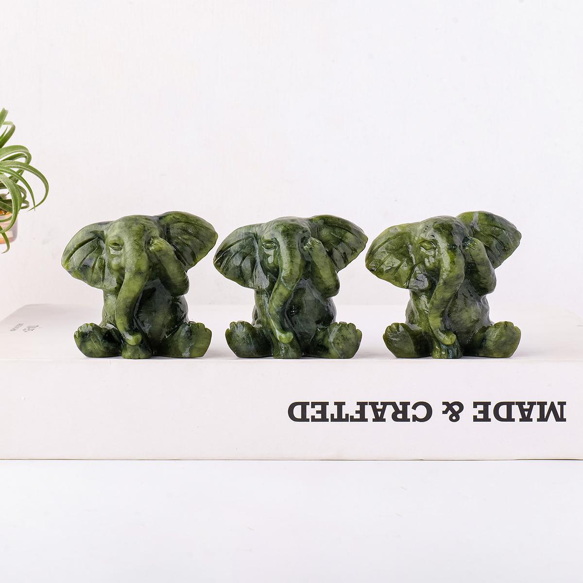 A Natural Jade Elephant Ornament—A Hand-Carved Masterpiece Infused with Spiritual Energy; A Serene Home Décor Accent and Healing Crystal Art Piece—A Distinctive Gift Rich in Symbolic Meaning.