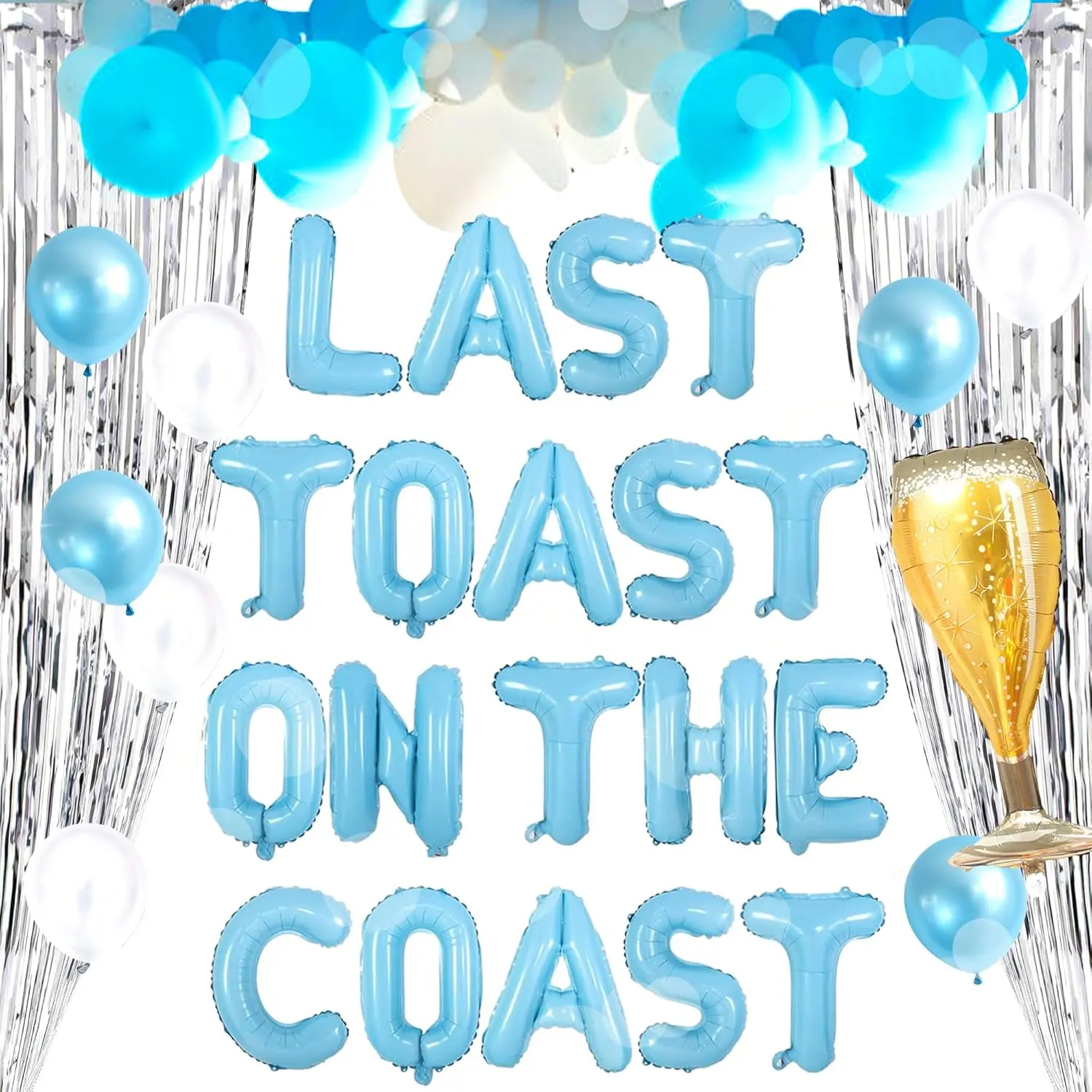 Glamorous Last Toast On The Coast Decorative Letter Balloon Banner, Coastal Bachelorette Party Balloon Decor, Hanging Photo-Ready Supplies with Simple Assembly for Guests, Decorative Letter Balloons
