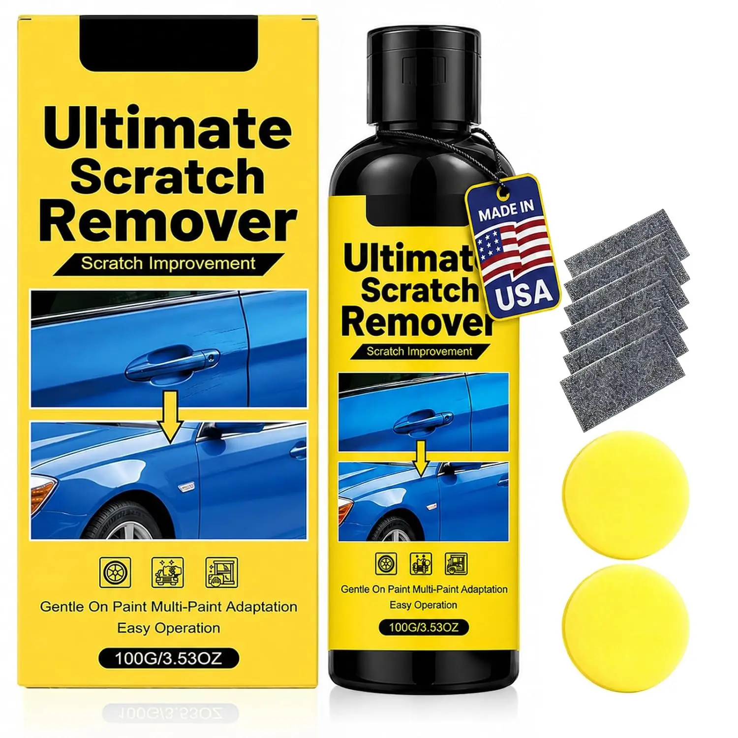 NanoPolix  Scratch Remover, 100g   Repair Paste for Light , Swirl Marks, Scuffs & Water Spots, Polishing Compound, Safe for  Automotive  Colors with Sponge & Cloths