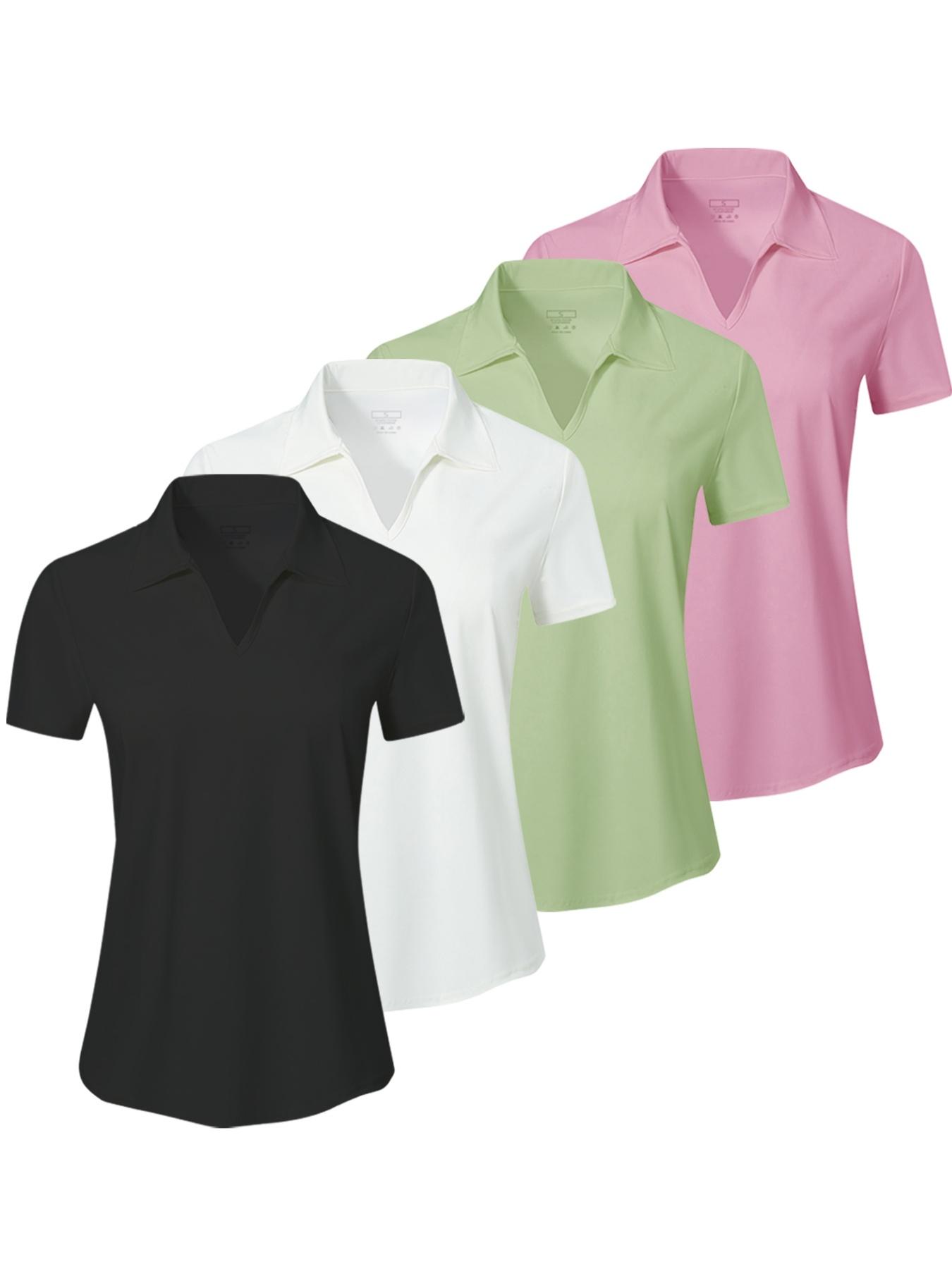Women's Solid Color Sports Polo Shirt, Breathable Comfortable Short Sleeve Collared Top for Golf Baseball Tennis, Ladies Sportswear Athletic Style Activewear for All Seasons