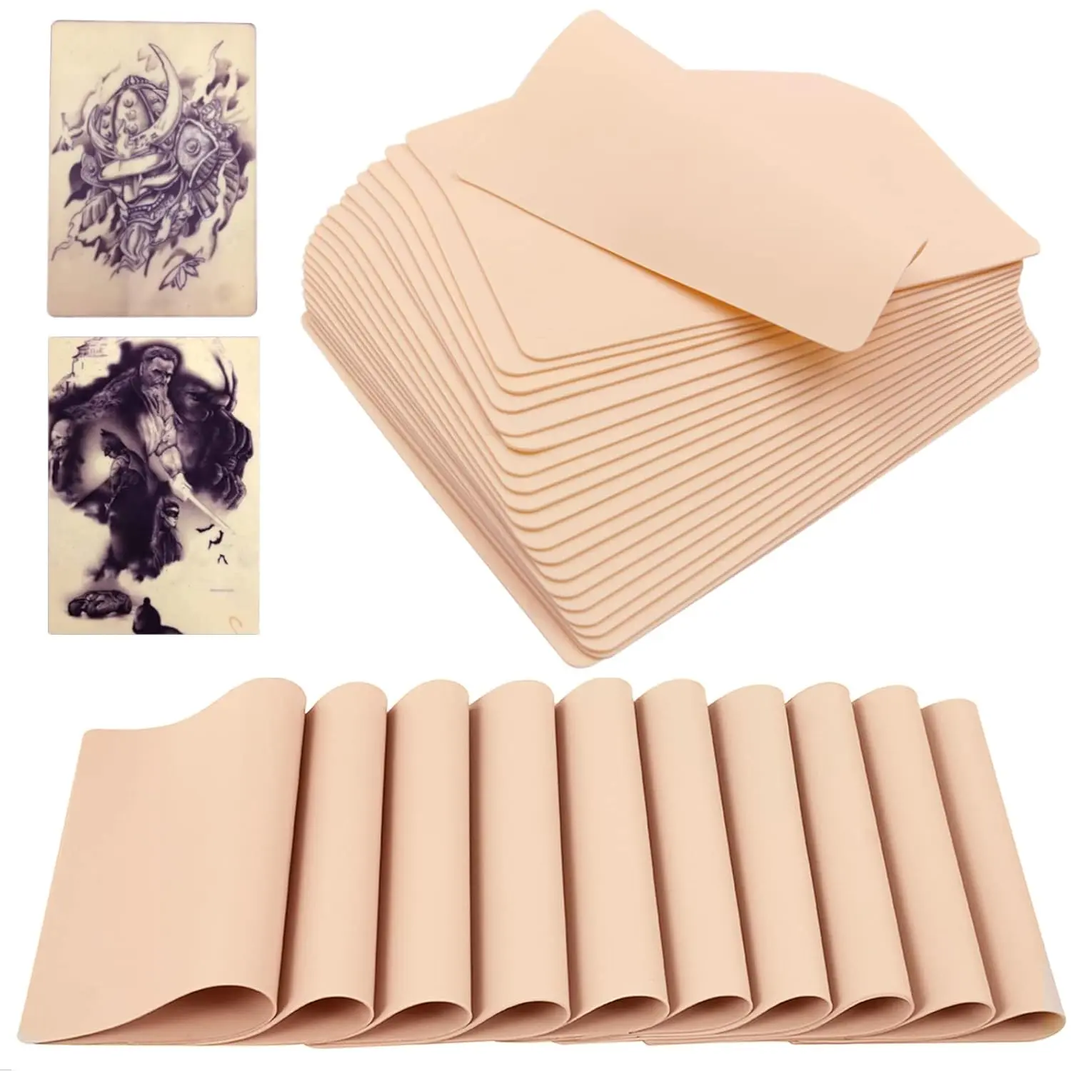 Double-Sided Tattoo Practice Skin, Realistic Soft Tattoo Practice Skin,8x6 Inch Soft Fake Skin for Beginners & Pros, Available in 5/10/20 Packs