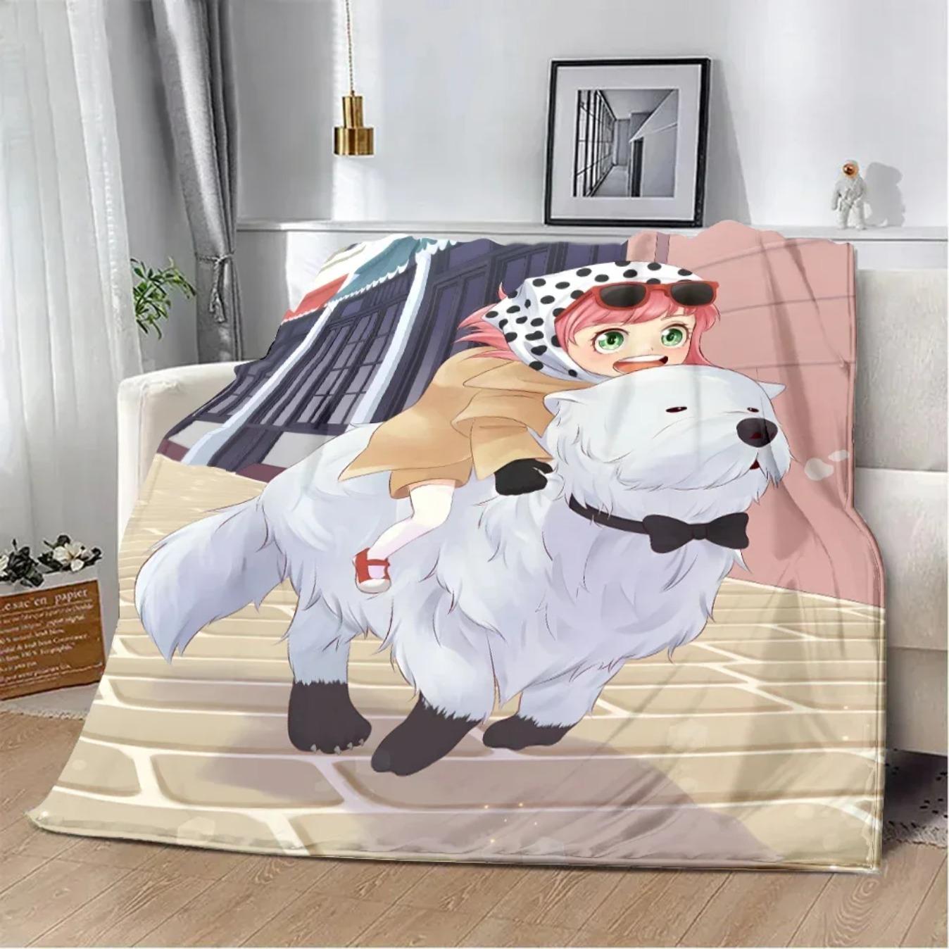 Spy x Family Anime Cartoon Printed Flannel Blanket Soft Cozy Warm Throw Blanket for Sofa Bed Picnic Travel Home Decor Birthday Gift for Fans