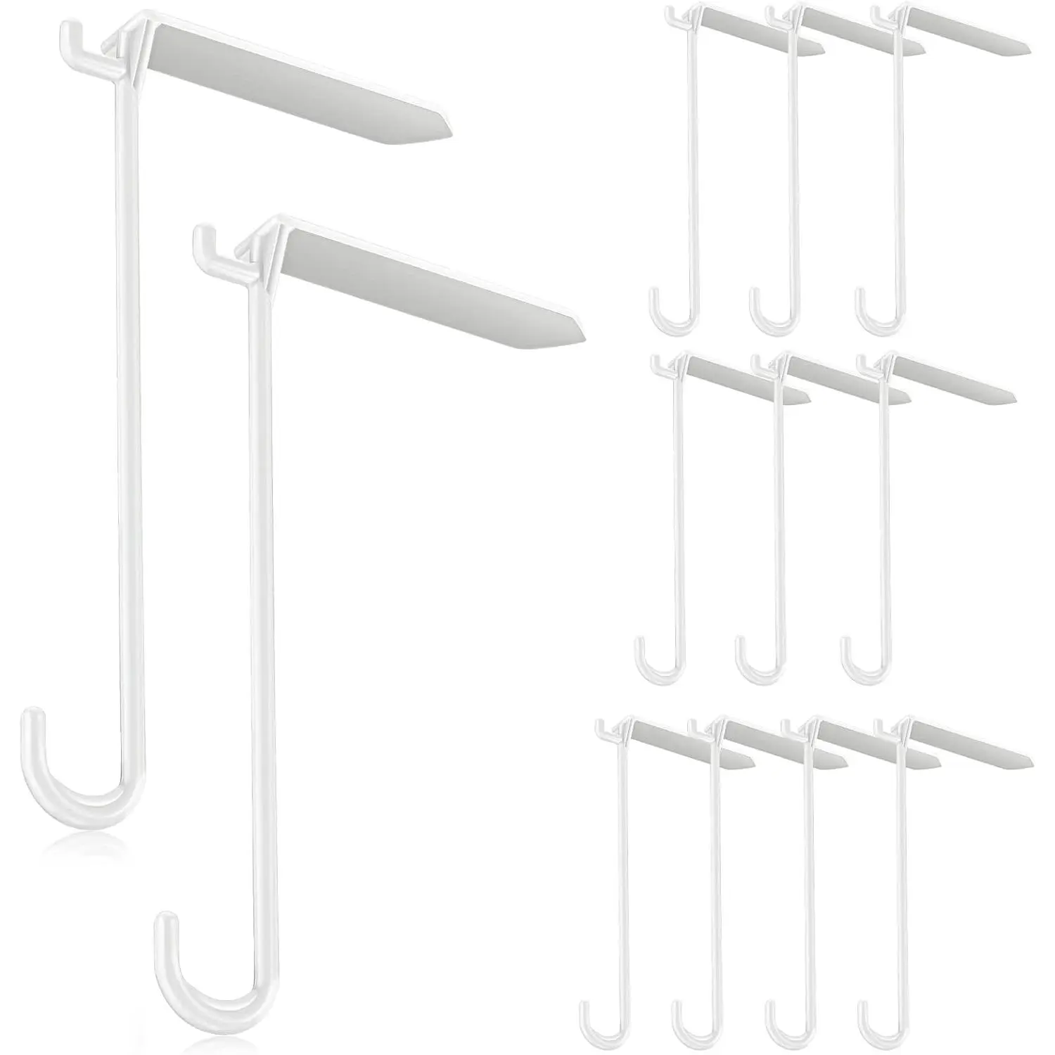 12 count Patio Hooks 3 x 8 Inch String Light Hangers  Patio Cover Hanger Plastic White Hooks Wind Chimes  for Solid Insulated Roof String Lighting and Lightweight Decoration