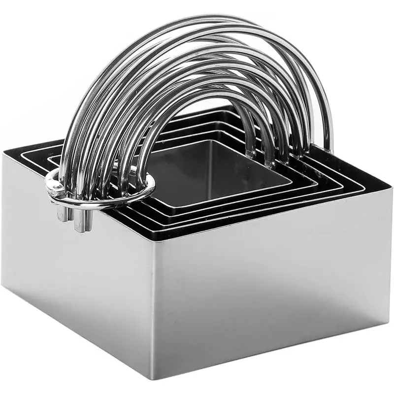 Square Biscuit Cutter with Handle (5 Pieces/Set) - Nest for Easy Storage Stainless Steel Square Cookie Cutter