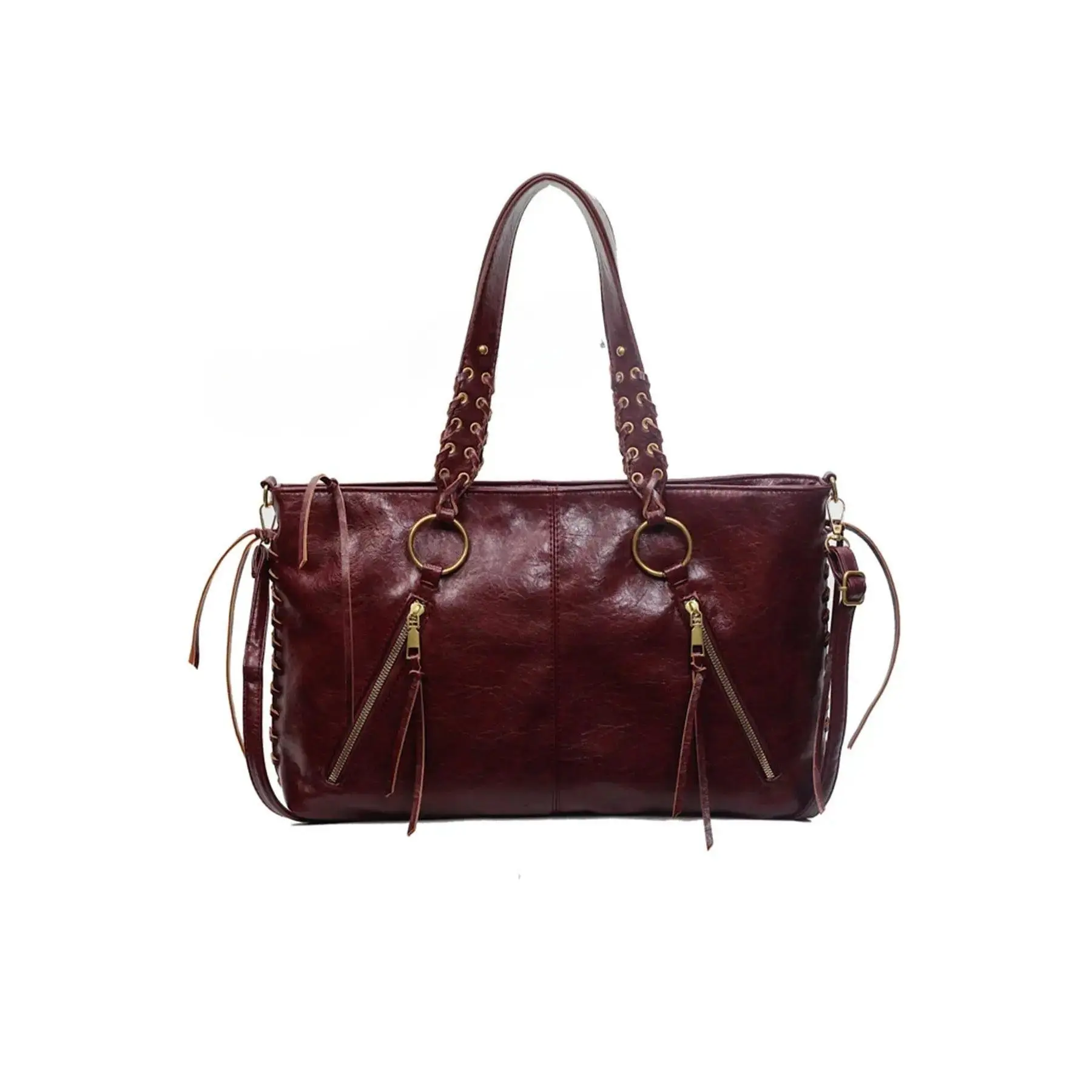 2026 Niche Retro Rivet Hobo Shoulder Bag, Metal Ring Decor Crossbody Tote Bag, Casual Versatile Daily Commuter Handbag, Bag Shoulder Bags, Multi-Functional Shoulder Bags